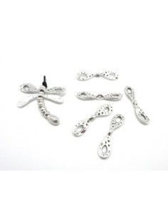 10 Intercalaires aile évidé en métal argenté martelé 37,3mm