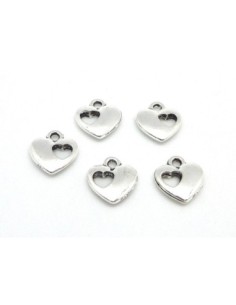 Breloque coeur métal argenté