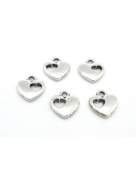 Breloque coeur métal argenté