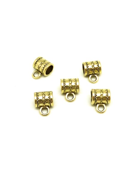 support breloque en métal doré pâle travaillé cordon de 4,5-5mm