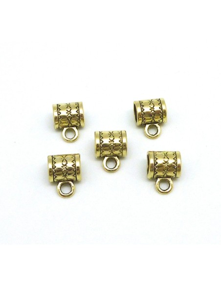 support breloque en métal doré pâle travaillé cordon de 4,5-5mm