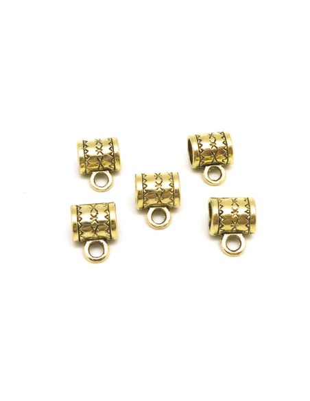 support breloque en métal doré pâle travaillé cordon de 4,5-5mm