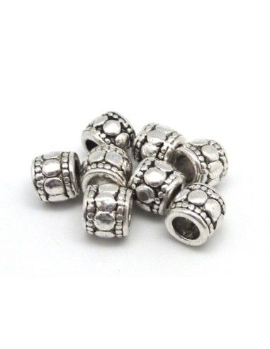 Perle en métal argenté motifs petits ronds 7mm pas chère