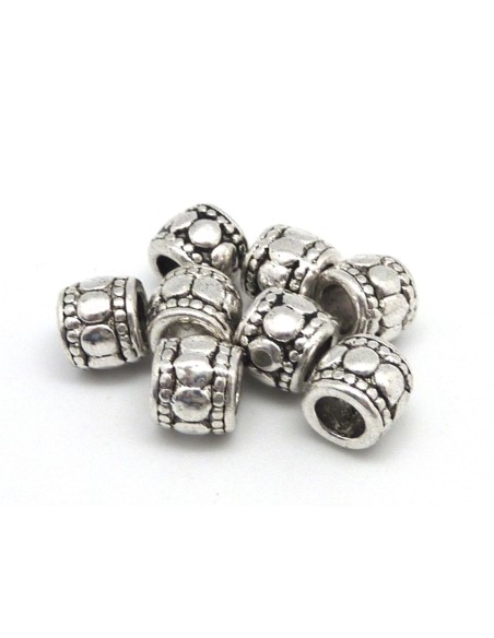 Perle en métal argenté motifs petits ronds 7mm pas chère