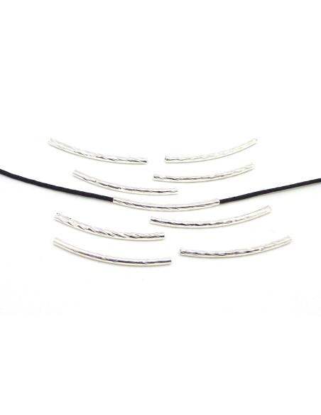 R-10 tubes légèrement incurvé fin en métal argenté travaillé brillant 3cm- idéal création géométrique, graphique lumineuse