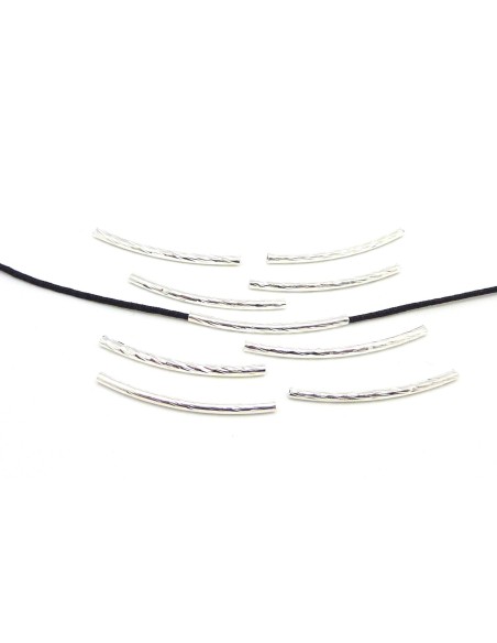 R-10 tubes légèrement incurvé fin en métal argenté travaillé brillant 3cm- idéal création géométrique, graphique lumineuse