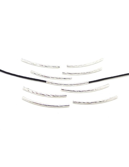 R-10 tubes légèrement incurvé fin en métal argenté travaillé brillant 3cm- idéal création géométrique, graphique lumineuse