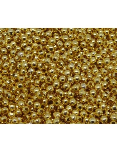 R-10g soit environ 400 petites perles fines et légères en métal doré ronde lisse 2,5mm