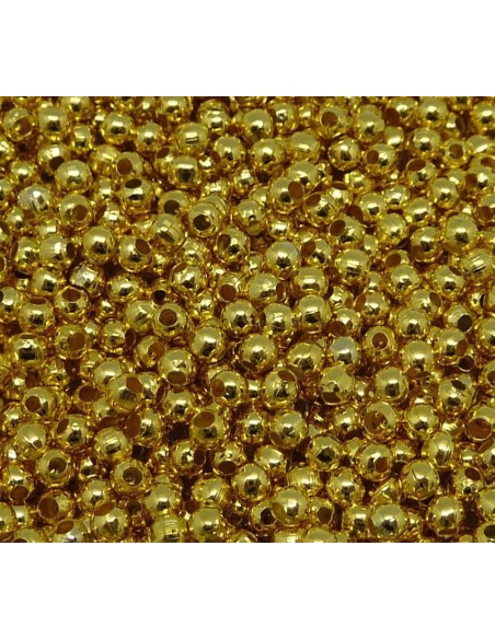 R-10g soit environ 400 petites perles fines et légères en métal doré ronde lisse 2,5mm