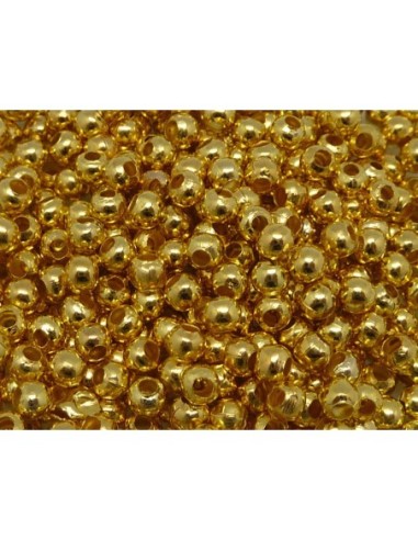R-10g soit environ 210 petites perles fines et légères en métal doré ronde lisse 3mm