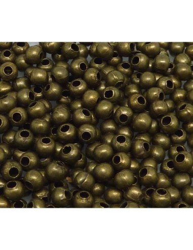 R-200 petites perles fines et légères en métal de couleur bronze ronde lisse 3mm