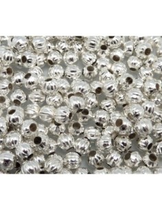 Perle fine ronde texturé argenté