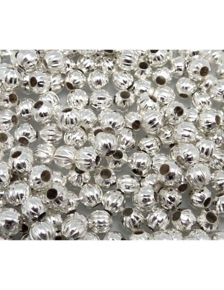Perle fine ronde texturé argenté