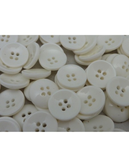 6 Boutons connecteur rond blanc, un peu creusé 15,2 mm