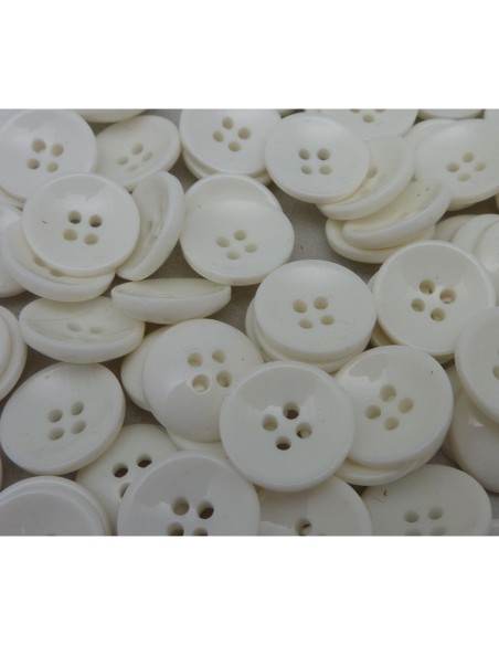 6 Boutons connecteur rond blanc, un peu creusé 15,2 mm