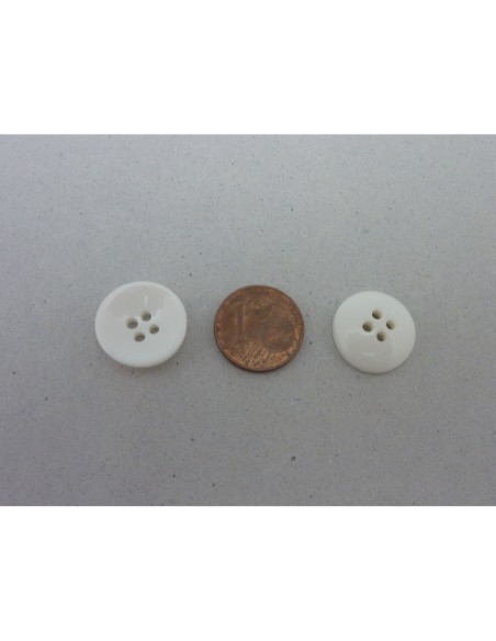 6 Boutons connecteur rond blanc, un peu creusé 15,2 mm