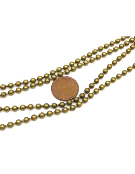 R-1m de chaînette bille 3,2mm en métal de couleur bronze