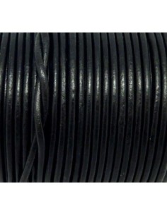 2m Cordon cuir rond 1,5mm de couleur noir