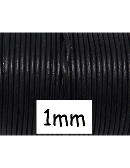 Cordon cuir rond 1mm noir