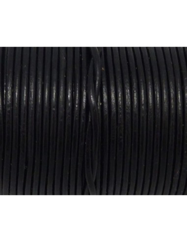 Cordon cuir rond 1mm noir pas cher