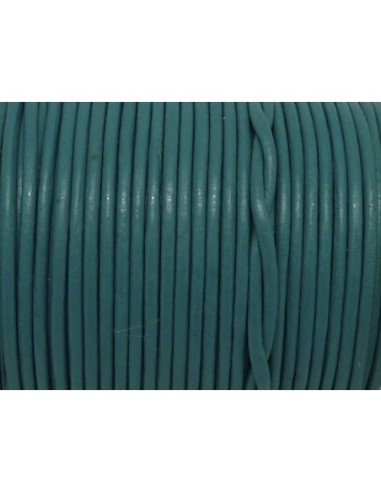 Cordon cuir rond 1,5mm couleur bleu vert turquoise