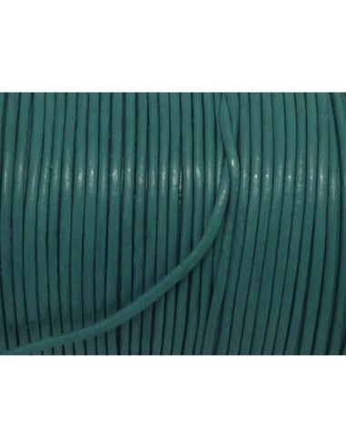 Cordon cuir rond 1mm de couleur bleu vert turquoise
