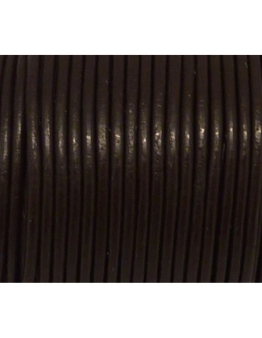 2m Cordon cuir rond 1,5mm de couleur marron foncé, brun