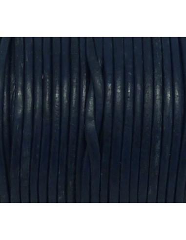 Cordon cuir rond 1,5mm bleu foncé