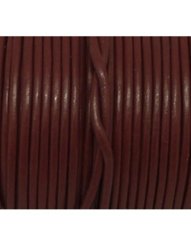 Cordon cuir rond 1,5mm couleur bordeaux