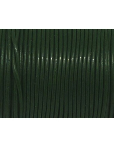 Cordon cuir rond 1mm vert bouteille
