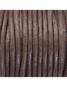 Cordon coton ciré marron 2mm pour création bijoux