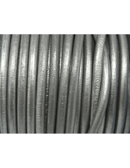Cordon cuir rond 4,5mm argenté