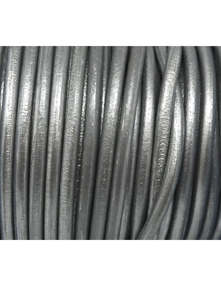 Cordon cuir rond 4,5mm argenté