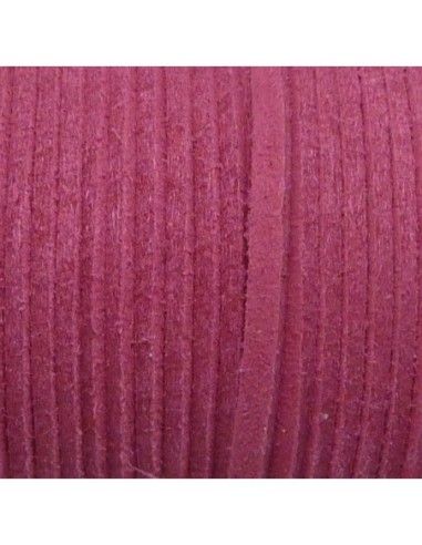 Cordon plat daim synthétique de couleur rose 2,5mm