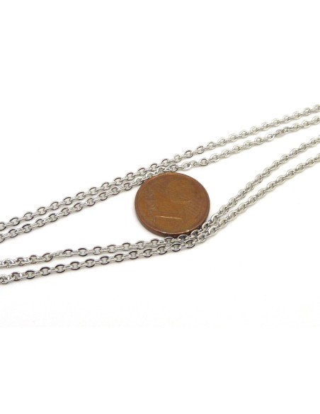 chaînette fine en acier inoxydable résistante maillon 2,5 x 2,1mm de couleur argent