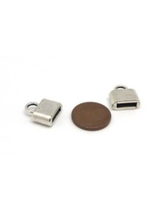 4 Embouts pour lanière de 8mm - 8,5mm en métal argenté lisse 2
