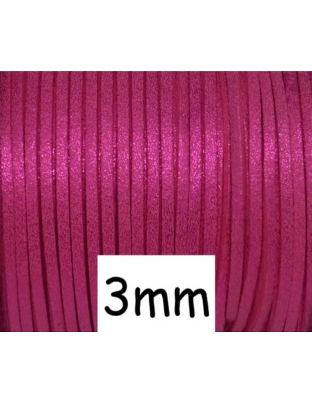 Lanière suédine 3mm rose fuchsia pailleté