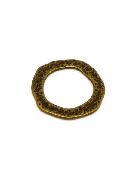 Anneau connecteur 41mm irrégulier en métal de couleur bronze martelé