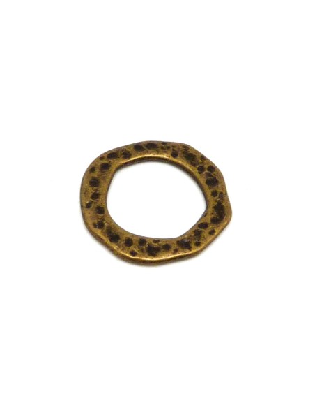Anneaux connecteur 29,8mm irrégulier martelé en métal couleur bronze