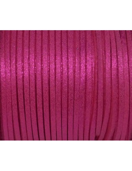 Cordon daim synthétique rose pailleté 3mm