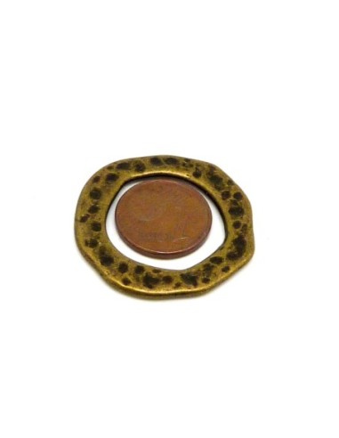 Anneaux connecteur 29,8mm irrégulier martelé en métal couleur bronze