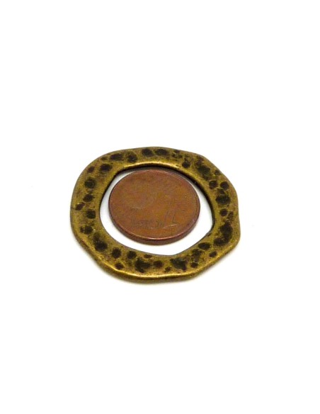 Anneaux connecteur 29,8mm irrégulier martelé en métal couleur bronze