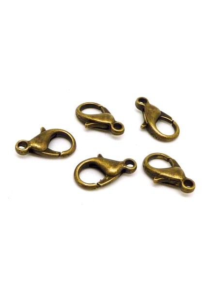 Fermoir mousqueton 14mm en métal couleur bronze