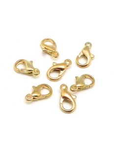 10 Fermoirs mousqueton 10mm en métal doré