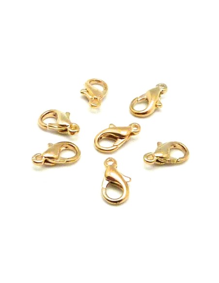 10 Fermoirs mousqueton 10mm en métal doré