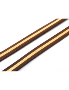 20cm lanière cuir plat 5mm bicolore marron et doré grande qualité - CUIR VERITABLE 2