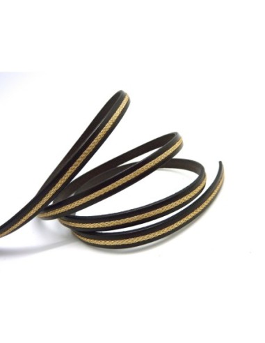 R-20cm lanière cuir plat 6,5mm bicolore marron...
