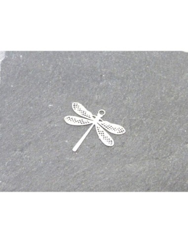 Breloques Estampes en filigrane libellule 16mm en métal argenté