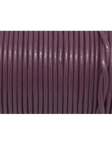 2m Cordon cuir rond 2mm de couleur violet rose