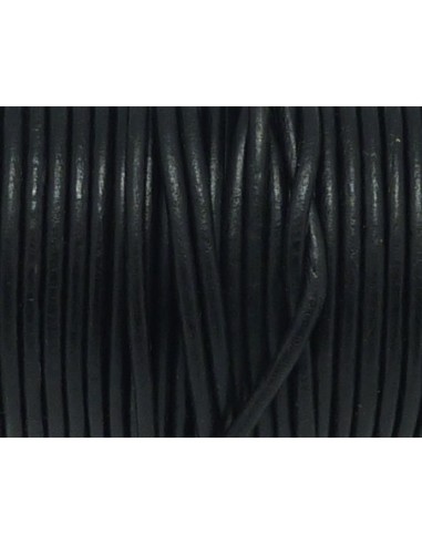 Cordon cuir rond 2mm noir pour création DIY